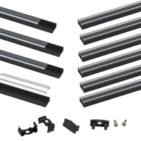 Muzata 10Pack 33Ft1M Black Led Channel System With Transparent Clear Cover Lens Aluminum Extrusion Track Housing Profile For S