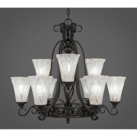 Elegant 9 Light Chandelier Shown In Dark Granite Finish With 5.5