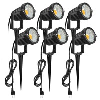 Romwish Landscape Spotlights, Outdoor Landscape Lighting For Yard, 3000K Warm White Landscaping Lights With Stake, 5W Ip65 Waterproof Flag Spotlight For House Garden Lawn Decorative (6 Pack)