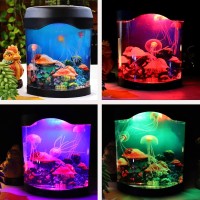 Usb Jellyfish Lamps, Electric Aquarium Tank Ocean Night Lights Led Jelly Fish Light Lamp With Color Changing For Living Room Home Bedroom Desktop Decoration Gift For Kids And Adults