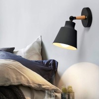 Horevo Wall Light Fixtures Nordic Wall Sconce Lamps Macaron Edison Copper Lamp Holder Aisle Lights Corridor Lamp Bedside Reading Light E27(Color : Black)