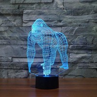 Creative 3D Gorilla Night Light 16 Colors Changing Usb Power Remote Control Touch Switch Decor Lamp Optical Illusion Lamp Led Table Desk Lamp Children Kids Christmas Brithday Gift