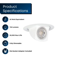 Feit Electric 4 Inch Adjustable Scoop Recessed Led Downlight - 3000K Bright White - Dimmable - 65W Equivalent - 45 Year Life - 720 Lumen - High Cri