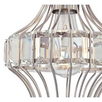 Westinghouse 6363000 One-Light Mini, Brushed Nickel Finish With Crystal Prism Cage Shade Indoor Pendant