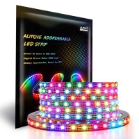 Alitove Ws2812B Addressable 300 Pixels Rgb Led Strip Light 5M/16.4Ft Programmable Dream Color Digital Led Flexible Strip Pixel Light Waterproof Ip65 5V Black Pcb For Home Bedroom Bar Decor Lighting