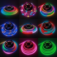 Alitove Ws2812B Addressable 300 Pixels Rgb Led Strip Light 5M/16.4Ft Programmable Dream Color Digital Led Flexible Strip Pixel Light Waterproof Ip65 5V Black Pcb For Home Bedroom Bar Decor Lighting