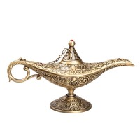 Feyarl Vintage Legend Lamp Magic Genie Wishing Light Pot Classic Costume Props Lamp Home Tabletop Decor Crafts Display Birthday Gift Wedding Christmas(Bronze)