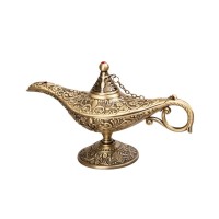 Feyarl Vintage Legend Lamp Magic Genie Wishing Light Pot Classic Costume Props Lamp Home Tabletop Decor Crafts Display Birthday Gift Wedding Christmas(Bronze)