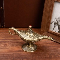 Feyarl Vintage Legend Lamp Magic Genie Wishing Light Pot Classic Costume Props Lamp Home Tabletop Decor Crafts Display Birthday Gift Wedding Christmas(Bronze)