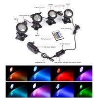 Color Changing Spotlights, Pond Lights Underwater Led Fountain Lights, Ip68 Waterproof Rgb Multi-Color Memory Dim Adjustable Yard Spot Light For Outdoor Christmas Lawn Holiday, 4 In Set