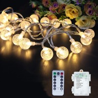 Lezuoey Fairy Lights Battery Operated 33Ft 80 Led Bulb Globe String Lights 8 Modes With Remote For Indoor Outdoor Patio Christmas Decorative Lights Warm White