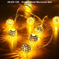 Anlaibao Moroccan String Lights, Gold Metal Ball Usb Plug In String Lights With Remote Timer, 20 Led Warm White 8 Modes Usb Powered Fairy Globe String Lights For Bedroom Garden Party Decoration