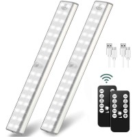 Lunsy Remote Contorl Under Cabinet Lighting Wireless, Rechargeable Magnetic Closet Light Bar, 220Lm, Dimmable, Timmer And Dimmer- 2Pack