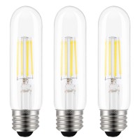 Asoko Edison Bulb, T10 Daylight 4000K Led Tubular 4W Dimmable Tube Vintage Bulbs 40 Watt Equivalent,E26 Base(3-Pack)