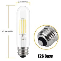 Asoko Edison Bulb, T10 Daylight 4000K Led Tubular 4W Dimmable Tube Vintage Bulbs 40 Watt Equivalent,E26 Base(3-Pack)