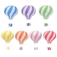 Cieovo 12 Inch Christmas Hanging Hot Air Balloon Paper Lanterns Reusable Chinese Japanese Paper Lanterns For Christmas Birthday Anniversary Party Decorations, Set Of 7 (Mixed Colors)