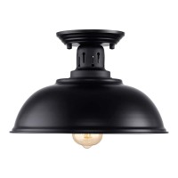 Hmvpl Semi Flush Mount Ceiling Light Fixture, Farmhouse Light Fixtures, Black Outdoor Close To Ceiling Light For Porch, Entryway, Hallway, Foyer, And Gazebo