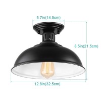 Hmvpl Semi Flush Mount Ceiling Light Fixture, Farmhouse Light Fixtures, Black Outdoor Close To Ceiling Light For Porch, Entryway, Hallway, Foyer, And Gazebo