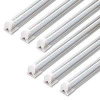 Barrina Led Shop Light, 40W 5000Lm 5000K, 4Ft Integrated Fixture, V Shape,T8 Light Tube, Daylight White, Clear Cover, Hight Output, Led Shop Lights For Garage Warehouse Workshop (Pack Of 6)