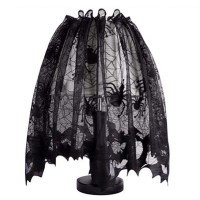 Vlovelife 20 X 60 Inch Halloween Lamp Shade Lampshades Lamp Cover Topper Scarf Spider Web Black Lace Ribbon Decoration