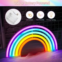 Xiyunte Rainbow Neon Light Led Rainbow Neon Sign For Bedroom Usb Or Battery Powered Neon Rainbow Light For Wall Decor Cute Co