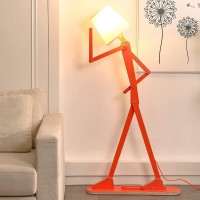 Hroome Cool Creative Floor Lamps Wood Tall Decorative Corner Reading Standing Swing Arm Light For Living Room Bedroom Office Farmhouse Kids Boys Girls Gift - With Led Bulb (Orange)