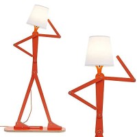 Hroome Cool Creative Floor Lamps Wood Tall Decorative Corner Reading Standing Swing Arm Light For Living Room Bedroom Office Farmhouse Kids Boys Girls Gift - With Led Bulb (Orange)