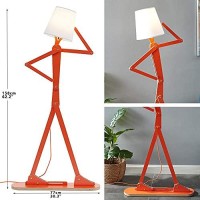 Hroome Cool Creative Floor Lamps Wood Tall Decorative Corner Reading Standing Swing Arm Light For Living Room Bedroom Office Farmhouse Kids Boys Girls Gift - With Led Bulb (Orange)