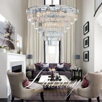 Meelighting Luxury Crystal Chrome Chandelier Lighting Modern Contemporary Chandeliers Pendant Ceiling Lamp Light Fixture 7Tier