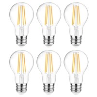 Ascher 60 Watt Equivalent, E26 Led Filament Light Bulbs, Warm White 2700K, Non-Dimmable, Classic Clear Glass, A19 Led Light Bulb With 80+ Cri, 6-Pack