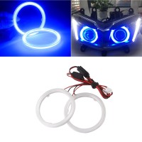 Qasim 1-Pair Blue 80Mm 63Smd Cob Led Halo Ring Angel Eyes Led Headlight Fog Lamp With Lampshade Cover 12V 24V