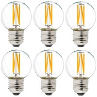 Litehistory Dimmable 40W G16.5 Edison Bulb - 2700K 4W E26 Globe Bulb For Ceiling Fans, Chandeliers, Vanity Lights - Ac120V 400Lm 6Pack