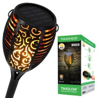 Solar Led Tiki Torch 4' Tall - Outdoor, Flickering Flames, Landscape Lights, Dusk To Dawn, Weather Resistant - For Lawn, Garden, Patio, Deck, Pathway