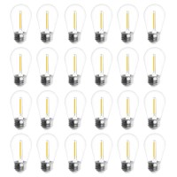 Jslinter 24-Pack Led 1W String Light Bulbs, Ul Listed, S14 Plastic Shatterproof Edison Vintage Style Replacement 1 Watt Outdoor 2200K, Waterproof, Warm White Equivalent To 11W, E26 Base