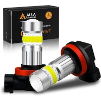 Alla Lighting 2800Lm H8 H11 Led Fog Lights Bulbs, 6500K Xenon White H16 Replacement Xtreme Super Bright Cob-72 Smd Cars Trucks