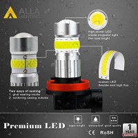 Alla Lighting 2800Lm H8 H11 Led Fog Lights Bulbs, 6500K Xenon White H16 Replacement Xtreme Super Bright Cob-72 Smd Cars Trucks