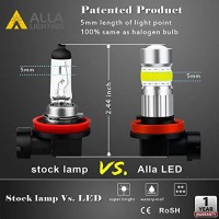 Alla Lighting 2800Lm H8 H11 Led Fog Lights Bulbs, 6500K Xenon White H16 Replacement Xtreme Super Bright Cob-72 Smd Cars Trucks