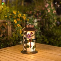 Ruilaiya Boaer Garden Solar Lantern Lights Outdoor Hanging Dragonfly Retro Metal Led For Outdoor Table Patio