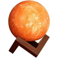 Pure Himalayan Salt Works Illumination Sphere, Pink Crystal Salt Lamp With Neem And Hand-Stained Mounted Base, Includes 15W Bulb And Toggle On/Off Switch, 6