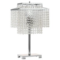 Popity Home Crystal Table Lamp With Gorgeous Double-Deck Bedside,Chrome Desk Lamps With Elegant Crystal Shade,Nightstand Chandelier Lamp For Bedroom, Living Room,End Table,Cafe