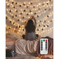 Liyuanq 40 Led Photo Clip String Lights With Remote, 8 Modes Indoor Fairy String Lights For Hanging Photos Pictures Cards And Memos, Ideal Gift For Bedroom Decoration (Usb Operated, Warm White)