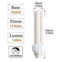 Lustaled Gx24 4-Pin Base Led Bulb, 12W G24Q Pl-C Horizontal Recessed Light 26W Cfl Lamp Equivalent For Kitchen Light Pendant Lamp Dining Room, Warm White 3000K, 4-Pack (Remove/Bypass The Ballast)