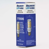 Bulbrite Led Mini T4 Dimmable Candelabra Screw Base (E12) Light Bulb 35 Watt Equivalent 2700K, Clear 2-Pack