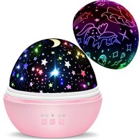 Unicorn Gifts For 3-9 Year Old Girls,Night Lights For Kids Room Decor,16 Colors Projector Lamp With Rotation,Kawaii Stuff(Pink-Unicorn&Stars)