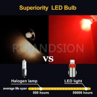 Ruiandsion Ba7S Instrument Led Light F3 1 Led 12V Dc Red Car Mini Bulbs Lamps Led Car Instrument Light Warning Lamp,Negative Earth (Pack Of 2)