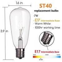 Abeja Outdoor String Lights 20Ft With 20 Vintage Bulbs(2 Spare) St40 String Lights, Waterproof Ul Listed For Patio Garden Backyard Party Decor, 7W, E12 Socket Base, Brown