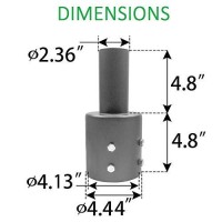 1000Led Round Tenon Adaptor, Durable Steel Tenon Reducer For 4'' Od Round Pole Top Round, Outdoor Light Fixture Mount For Flood Lighting, Shoebox Light, Street Light With Slip Fitter Mount(2 3/8Inch)