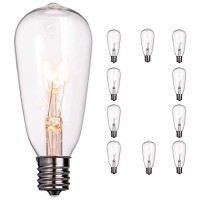 10 Pack Edison Replacement Bulbs 7W E17 Screw Base 3.9-Inch Vintage Clear Glass Light Bulbs For E17 Socket Indoor Outdoor Patio Garden Cafe Gazebos String Lights, Warm White