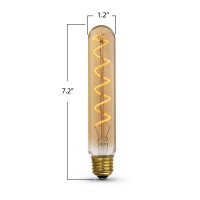 Feit Electric Vintage Exposed Filament Amber Glass Led T10L With A Medium E26 Base Light Bulb - 40W Equivalent - 10 Year Life - 200 Lumen - 2100K Soft White - Dimmable | Original Vintage