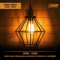 Feit Electric Vintage Exposed Filament Amber Glass Led St15 With A Candelabra E12 Base Light Bulb - 25W Equivalent - 10 Year Life - 200 Lumen - 2100K Soft White - Dimmable | Original Vintage